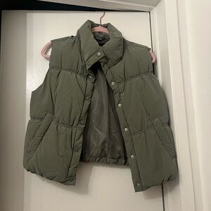 Forever 21 Olive Green Puffer Vest